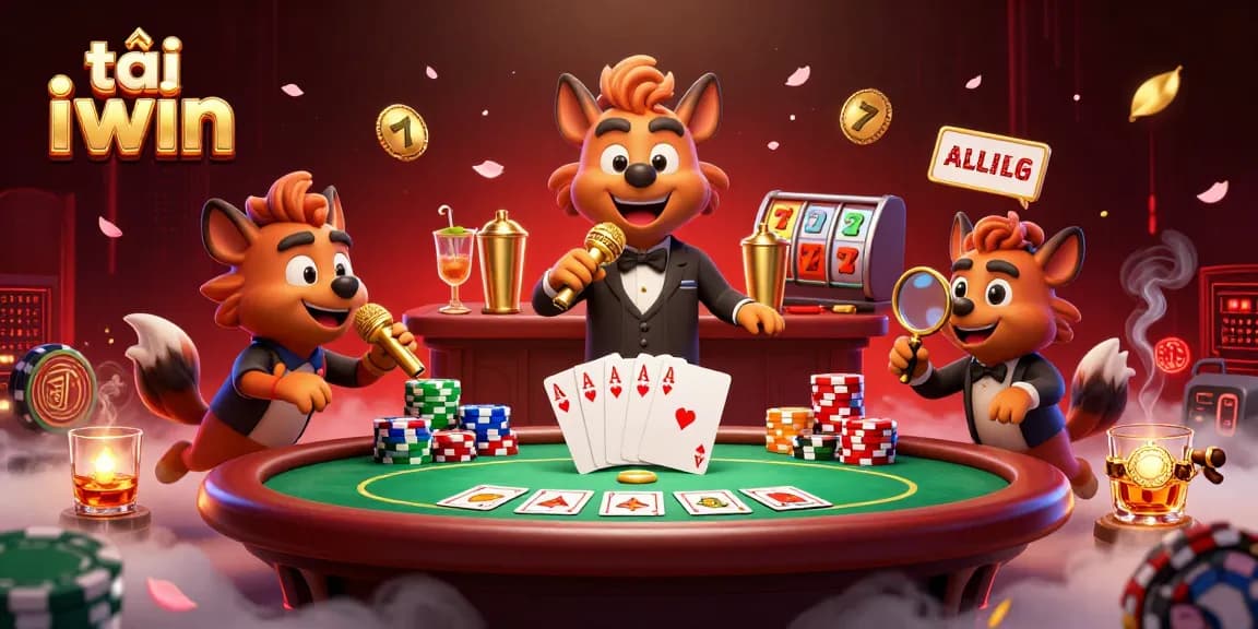 Experience exciting moments in the comedy casino club with tải iwin-themed hyena characters.