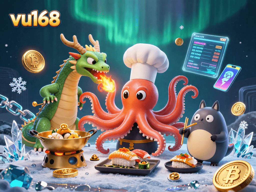 Enhance your vu168 gaming experience with this vibrant casino illustration featuring dynamic characters and symbols.