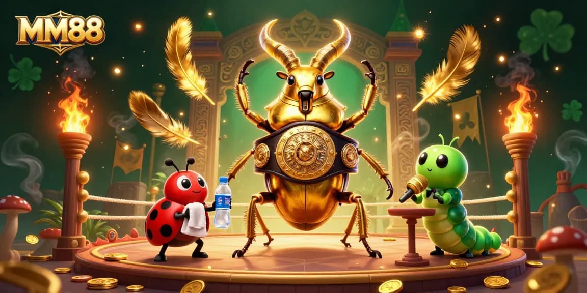 Experience the excitement of MM88's thrilling cockfighting arena with vibrant characters.