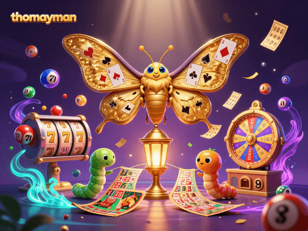 Engage in thrilling gameplay with thomayman, featuring vibrant slots and colorful lottery elements.