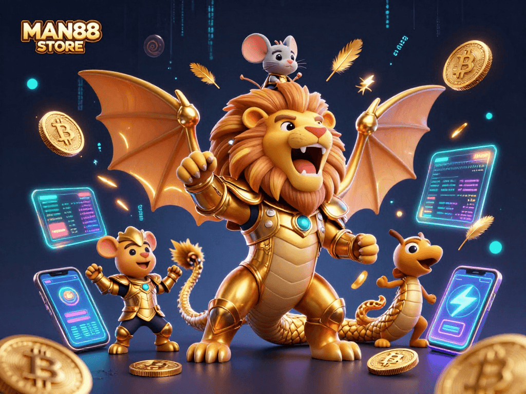 Experience the excitement at MAN88 STORE with dynamic casino elements and vibrant visuals.