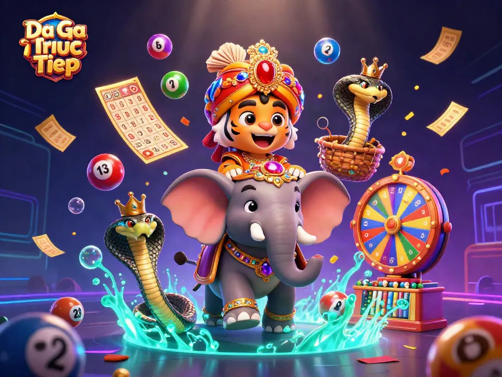 Bet on Da Ga Truc Tiep with colorful balls, dynamic casino elements, and vibrant 3D illustration.