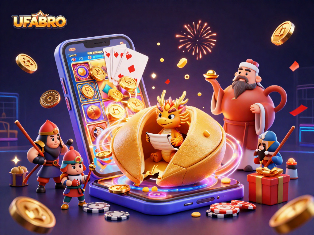 Reveal winning opportunities at UFABRO with 3D animated fortune cookie and game elements.