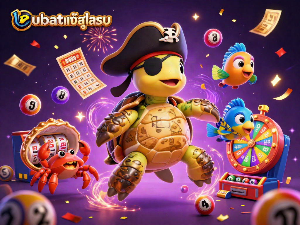 Engage with ufabetเข้าสู่ระบบ in this vibrant casino illustration filled with slot reels and lottery excitement.