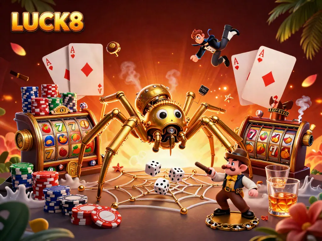 Engage with LUCK8’s thrilling online gaming experience, featuring a whimsical steampunk scene.