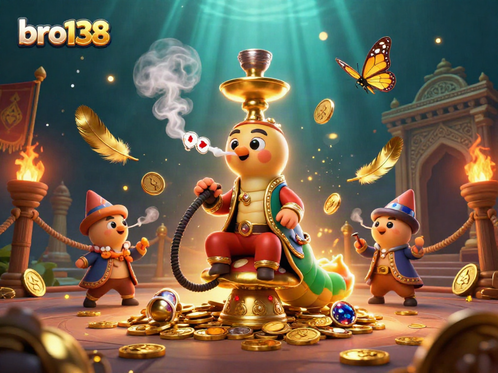 Play exciting slots at bro138 with a vibrant 3D casino illustration showcasing rich gaming elements.