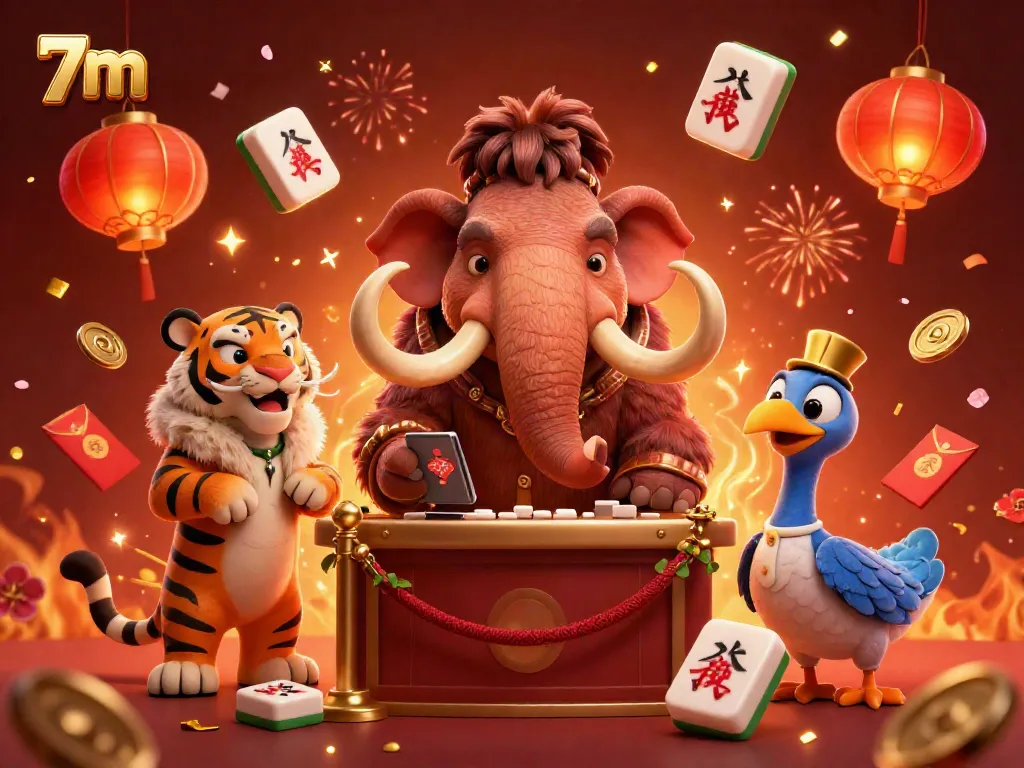 Experience the vibrant casino scene of 7m featuring a mammoth bouncer, saber-tooth tiger VIP, and dodo doorman.
