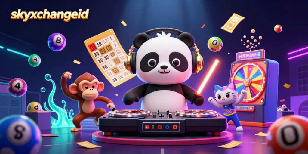 Engage with exciting gameplay features using a skyxchangeid account, featuring animated casino elements.