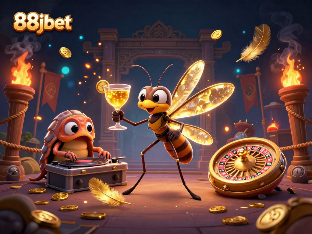 Engage with 88jbet's thrilling casino scene featuring dynamic characters and rich gaming visuals.