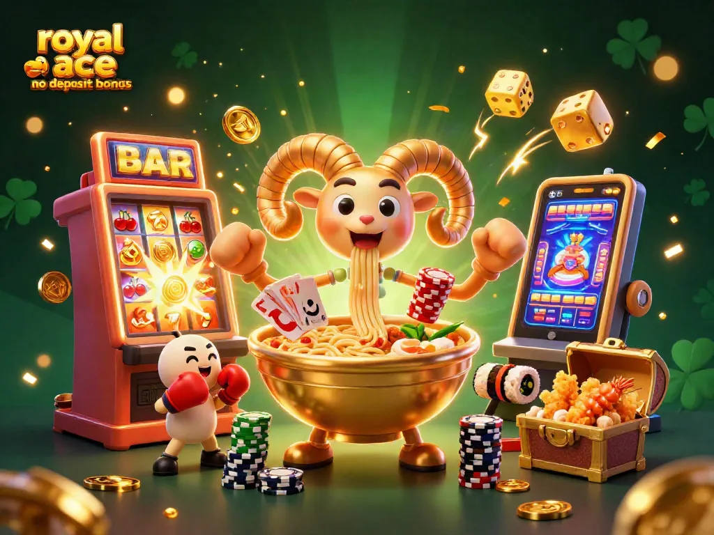 Engage in excitement with royal ace casino no deposit bonus illustrated in a vibrant 3D scene.