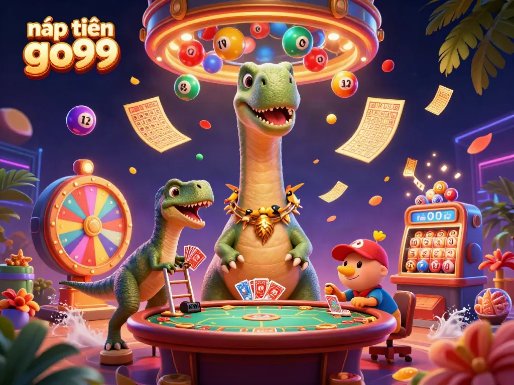 Experience nạp tiền go99 with a vibrant 3D illustration of a whimsical casino scene