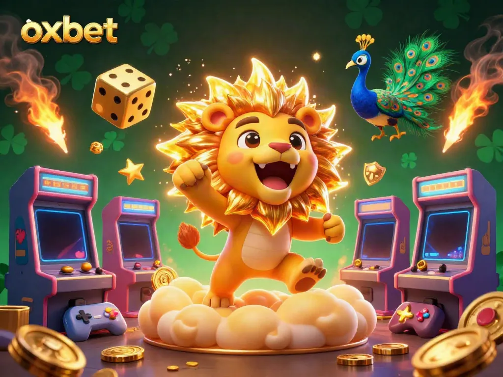 Experience the excitement of gambling with OXBET's lively casino scene featuring dynamic characters.