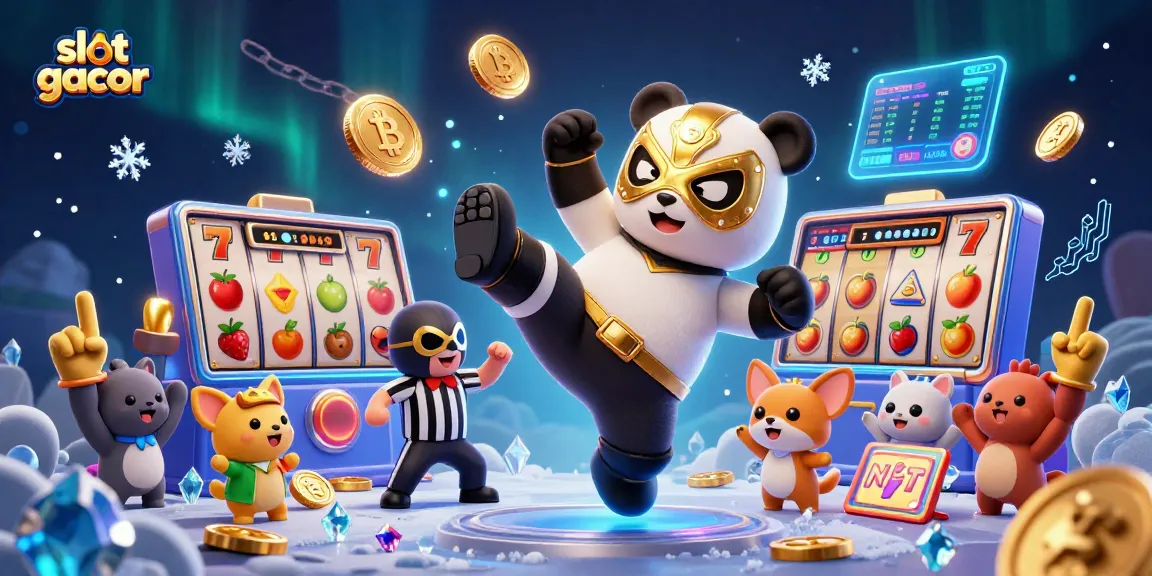 Slot gacor menghadirkan suasana pertarungan unik dengan panda dan chihuahua di arena kasino digital.