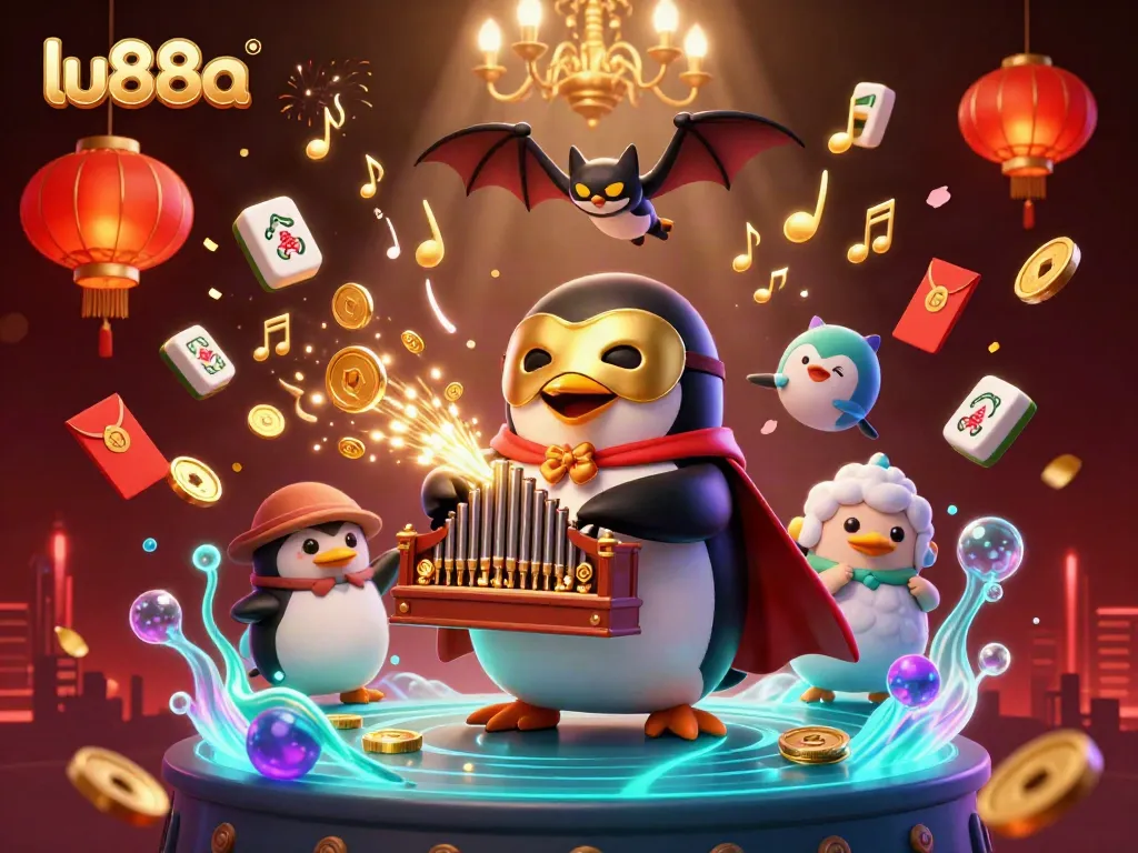 Experience exciting gaming at lu88a with a vibrant casino-themed digital illustration showcasing animated characters and elements.
