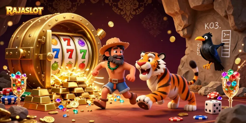 RAJASLOT menawarkan pengalaman kasino prasejarah yang seru dengan pasangan manusia gua dan harimau sabertooth.