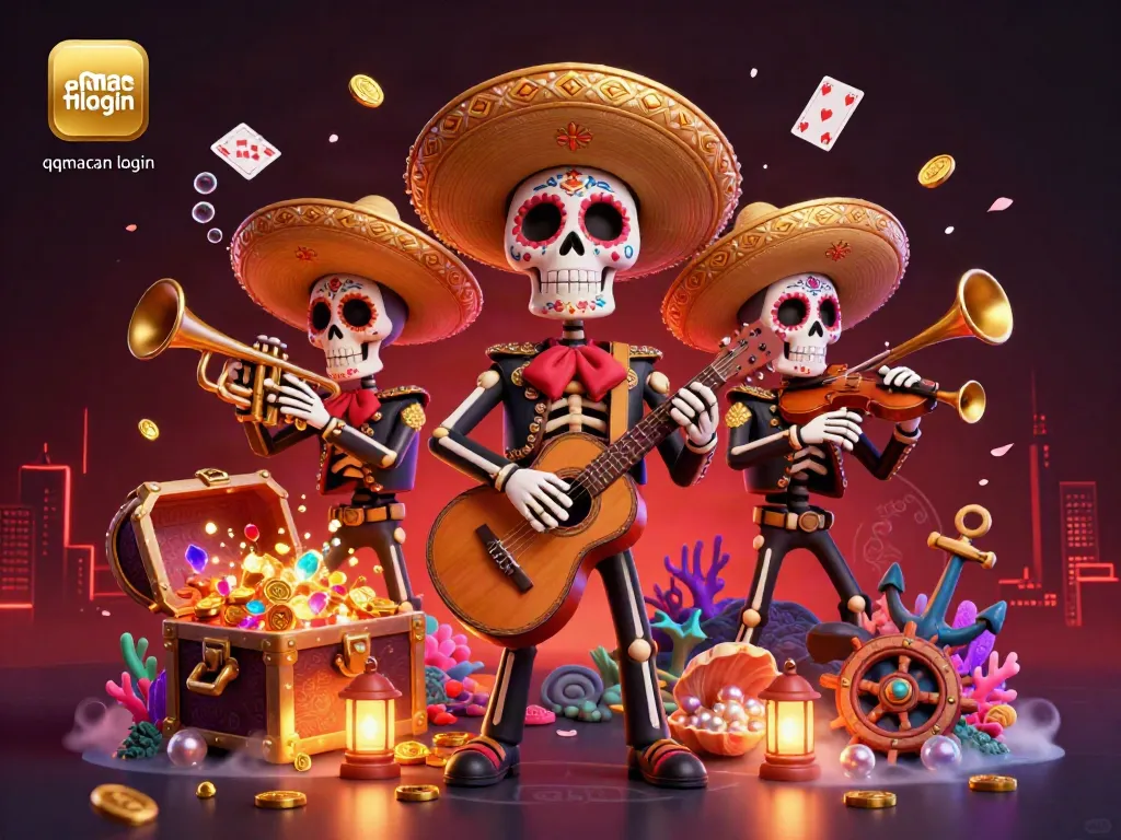 Win big with the qqmacan login scene featuring vibrant mariachi characters and dynamic gambling elements.