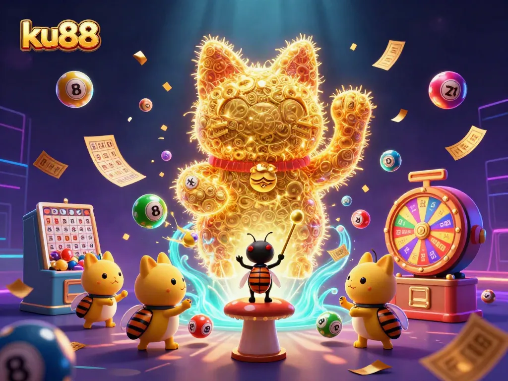 Join the excitement of ku88 with vibrant casino symbols, dynamic games, and golden luck!