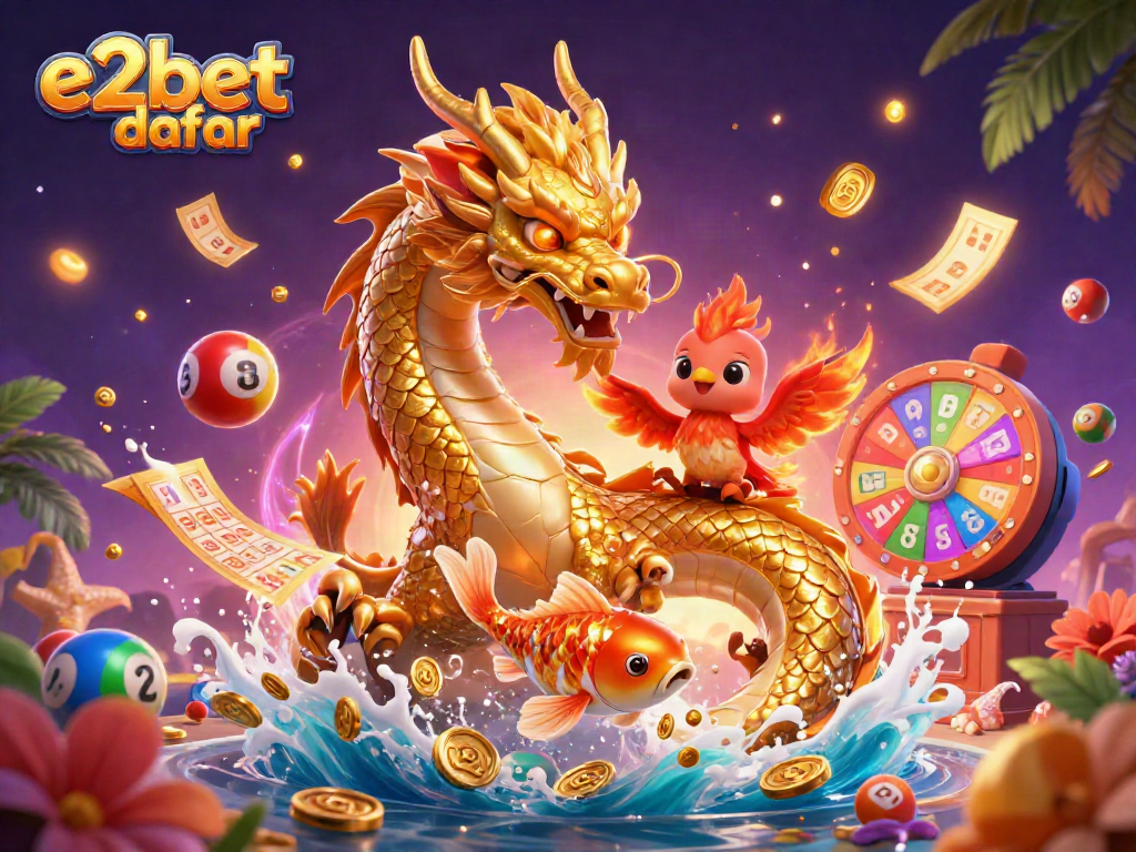 Menggambar e2bet daftar dengan naga emas berapi-api dan ikan koi melompat dalam hujan koin