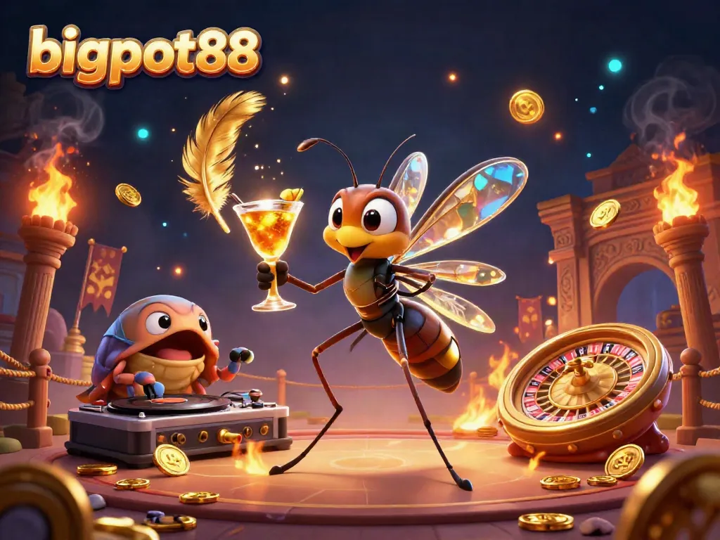 Engage with bigpot88's thrilling casino experience, featuring vibrant characters and dynamic game elements.