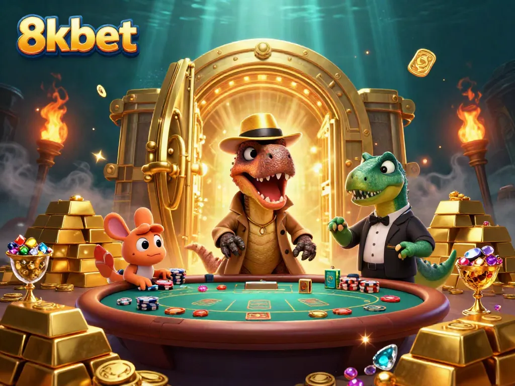 Experience thrilling bets at 8xbet, as characters engage in dynamic casino gameplay.