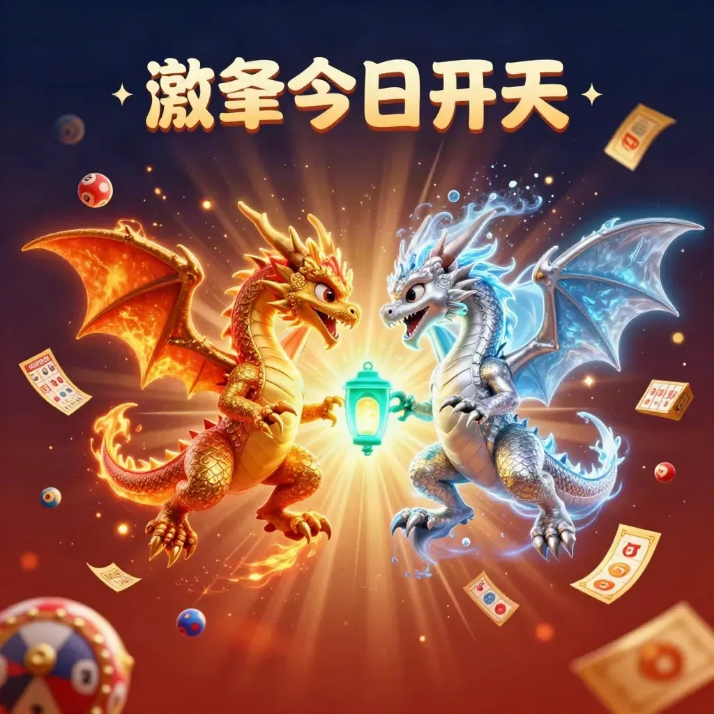 Twin gold and silver dragons spiral through casino treasure light with floating game icons.