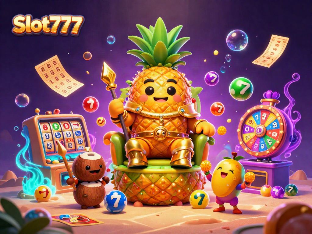 Experience Slot777 with thrilling slot reels and vibrant gaming elements in an exuberant casino scene.
