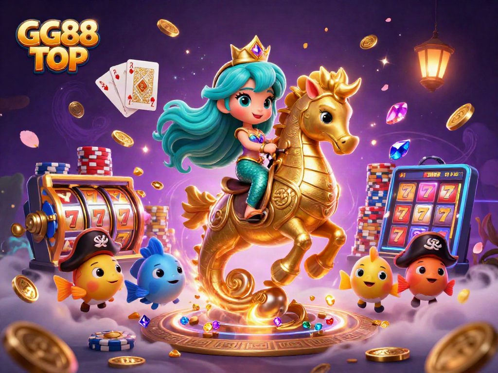 Experience thrilling winnings at GG88 TOP with a vibrant casino adventure featuring a mermaid and seahorse.