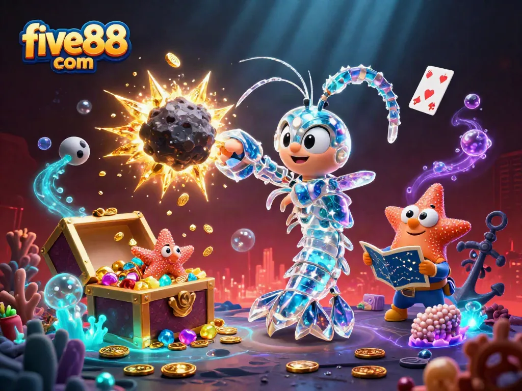 Experience the excitement of five88 com with a vibrant underwater casino scene featuring colorful elements and treasure.