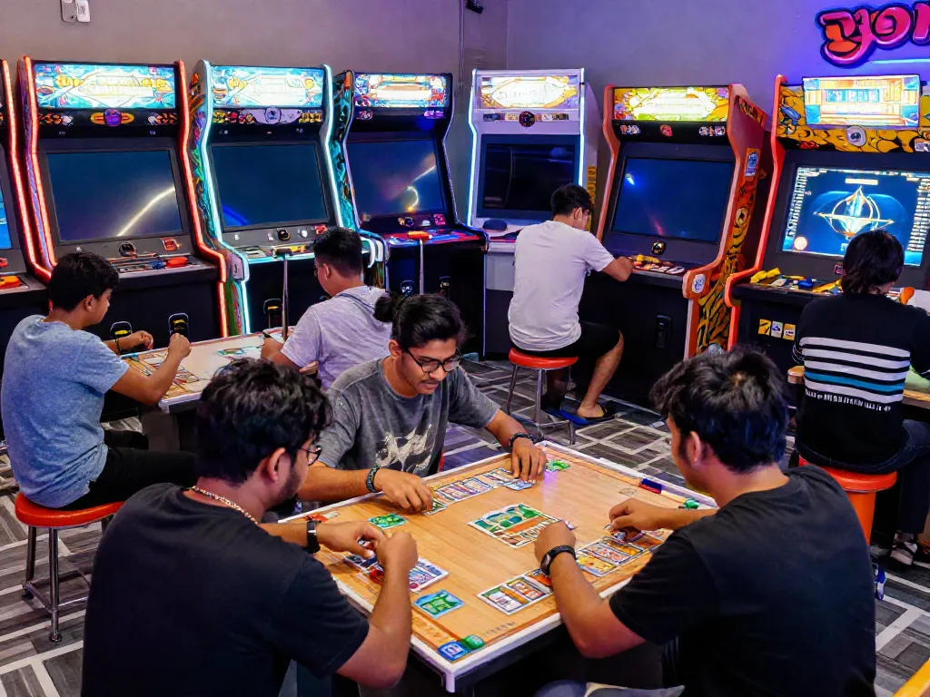 Engaging players at Yono Arcade enjoying various games on the mobile app in a dynamic arcade ambiance.