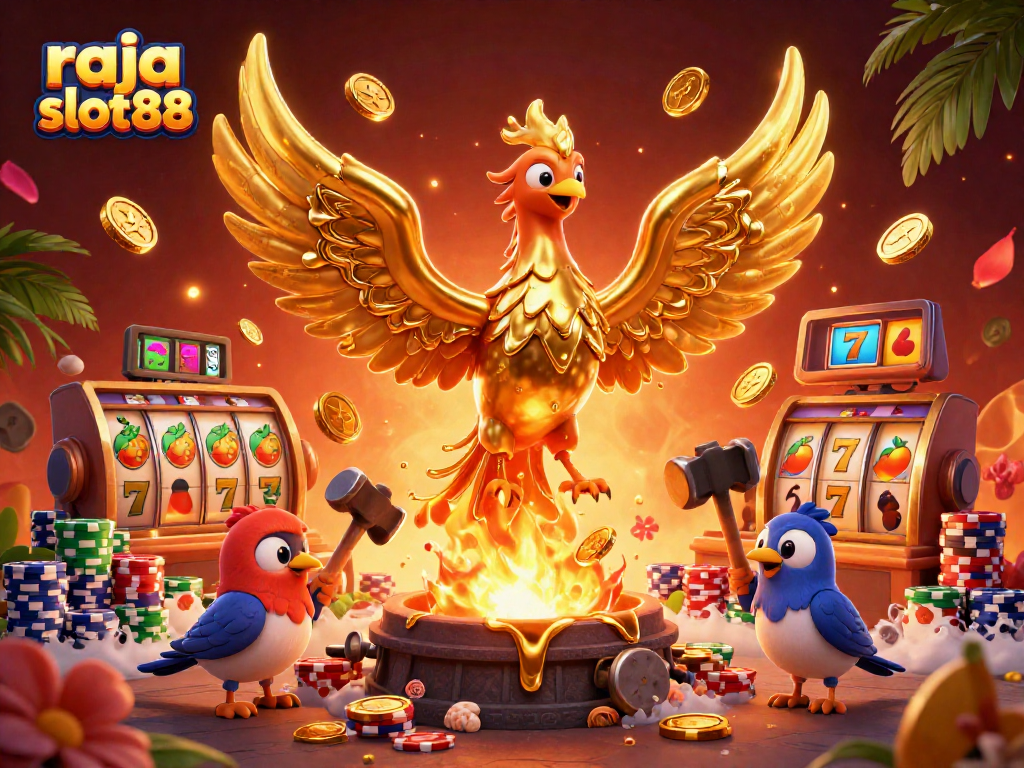 Experience thrilling gameplay with raja slot88, featuring a golden phoenix and vibrant slot elements.