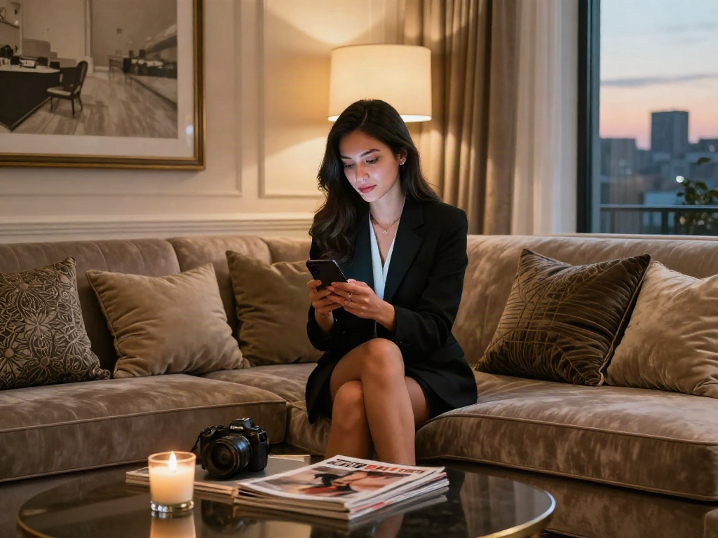 Inviting scene of gurgoan escorts in a luxurious living room.