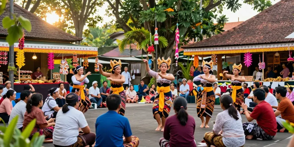 Vibrant cultural festival featuring traditional Balinese Hindu activities at parisada.org.