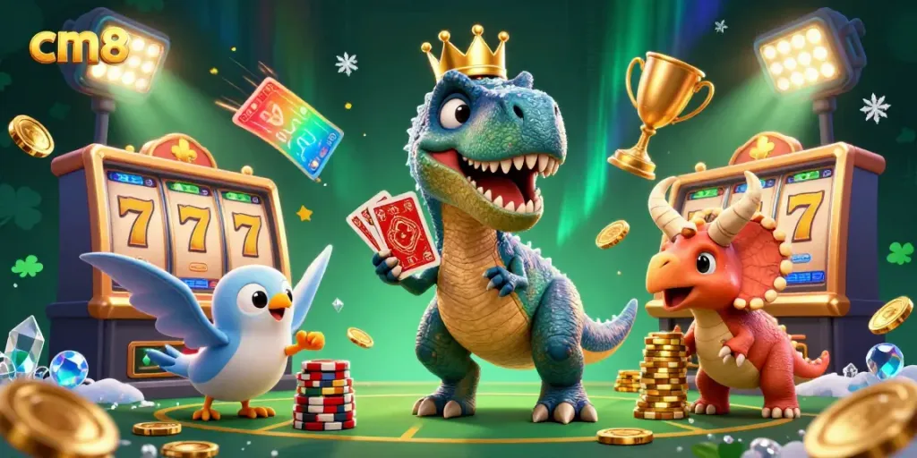 Engage with cm88 in a vibrant casino scene with characters and dynamic game elements.