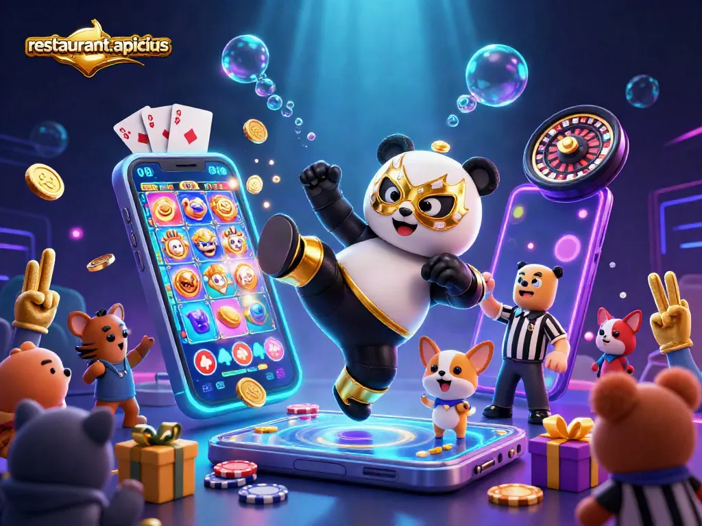 Engage in thrilling gameplay with restaurant-apicius, featuring vibrant casino elements and animated characters.