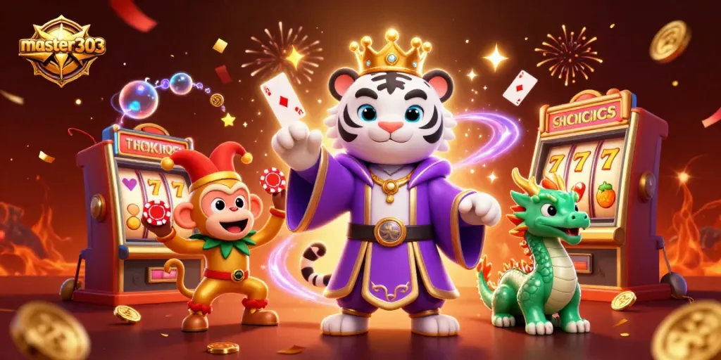 Master303 menghadirkan slot bergiliran dengan simbol keberuntungan dan karakter menarik dalam permainan kasino yang seru.