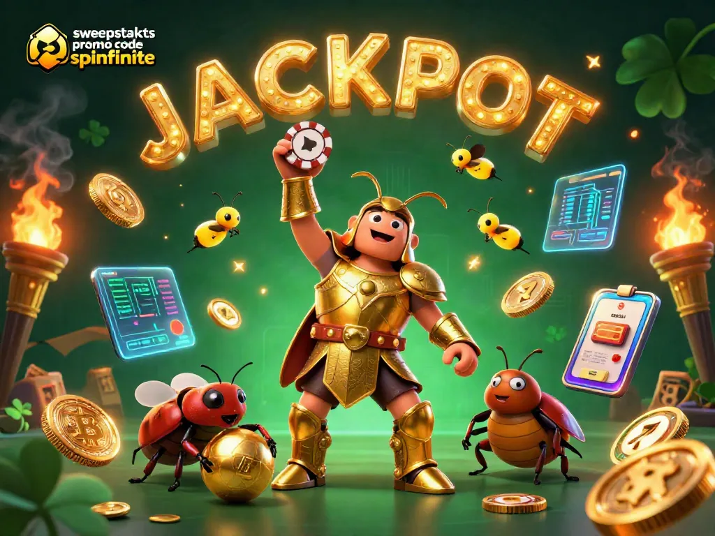 Engage with the sweepstakes casino promo code spinfinite in a vivid 3D scene featuring exciting characters and vibrant elements.