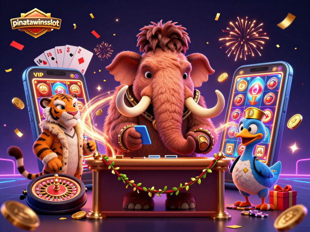 Engage with the colorful excitement of pinatawinsslot, featuring a dynamic casino bouncer scene.