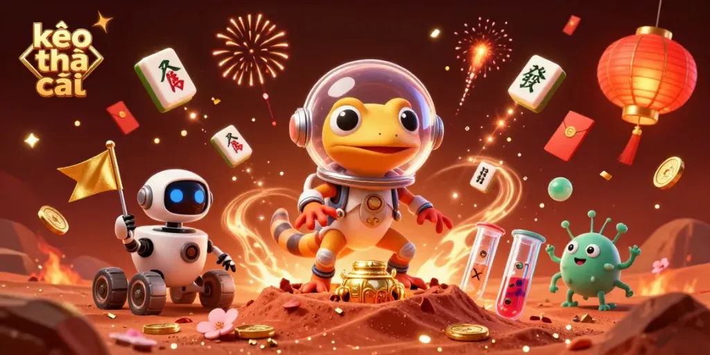 Betting on kèo nhà cái with a Martian gecko and casino-themed adventure.