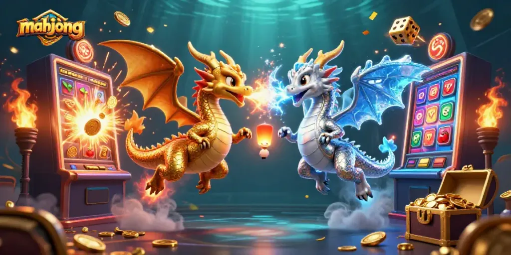 Permainan mahjong yang menarik ditampilkan dengan ilustrasi drago dan slot yang memukau.