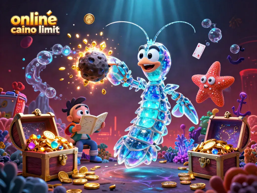 Engage with the vibrant scene of an online casino ohne limit, showcasing galactic shrimp and treasure elements.