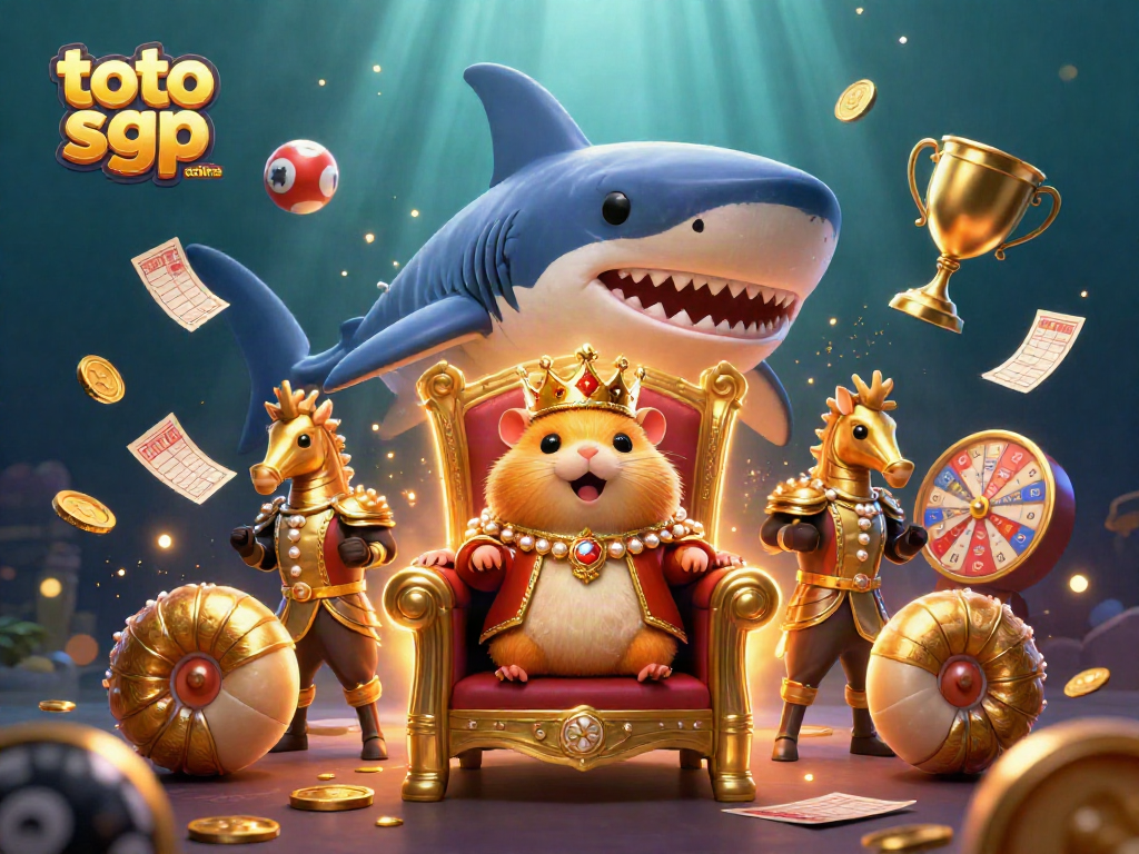 Place your bets with the vibrant toto sgp online lottery scene featuring a fierce hamster king and dazzling game elements.